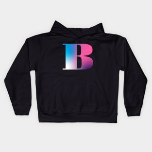 Capital Letter B Monogram Gradient Pink Blue White Kids Hoodie